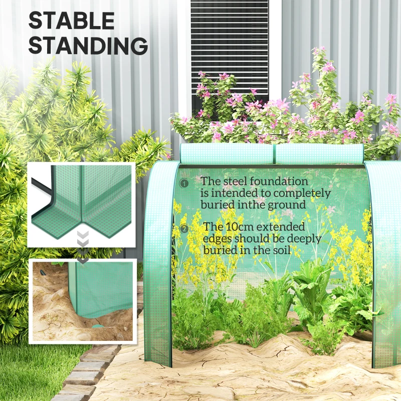 Outsunny 395  x 100 cm Low Tunnel Greenhouse - Green