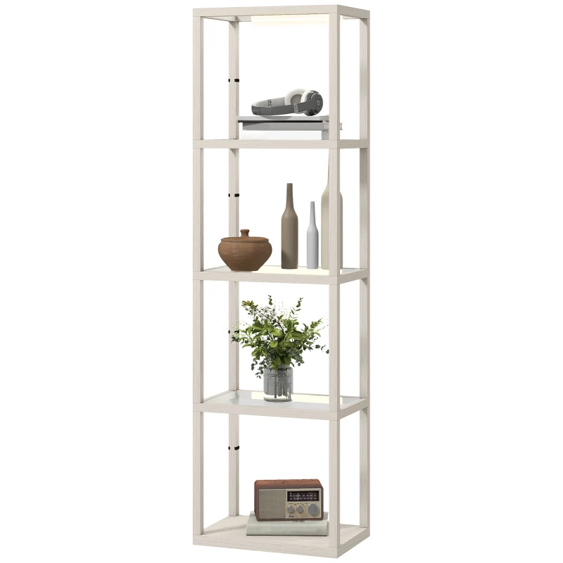 HOMCOM Four-Shelf Floor Lamp - Bleached Oak