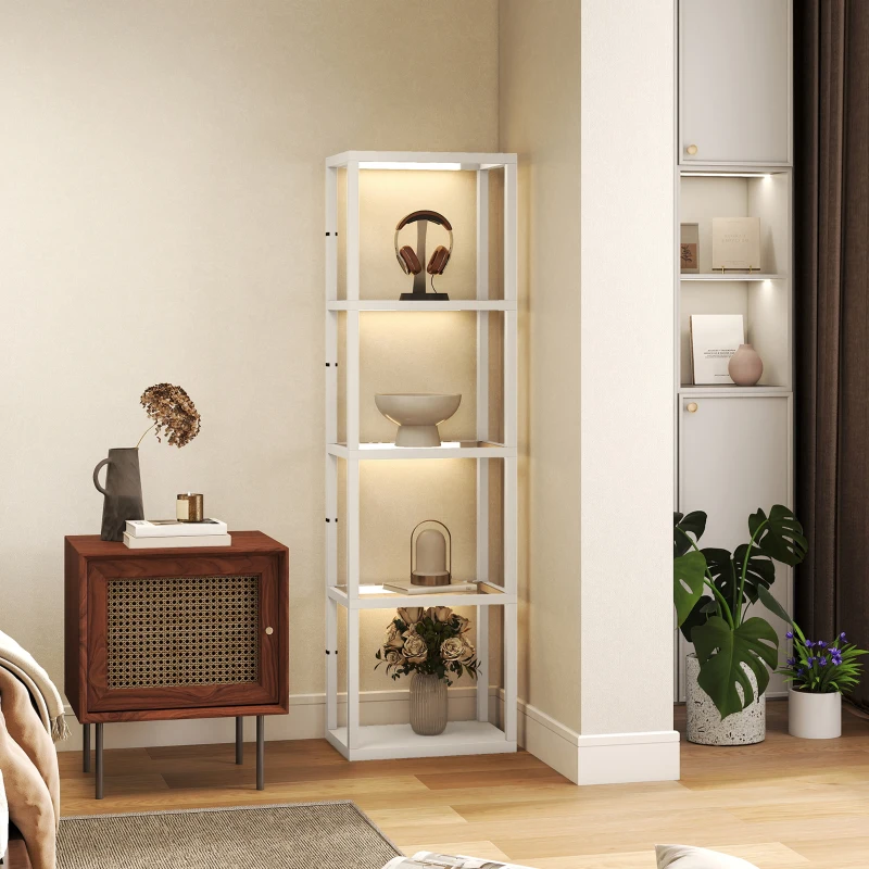 HOMCOM Four-Shelf Floor Lamp - Bleached Oak