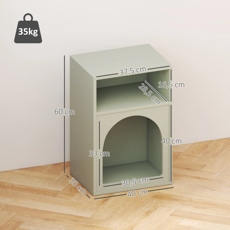 HOMCOM Juego de 2 mesitas de noche mesa de noche con compartimentos abiertos diseño arqueado 40x30x60 cm Verde claro