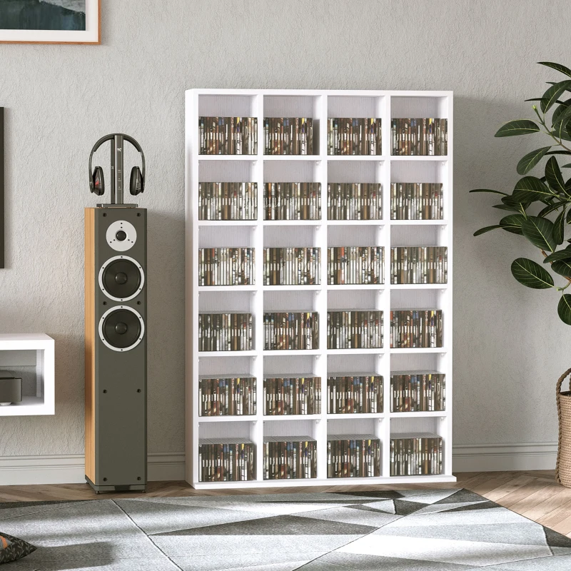 HOMCOM Mobilier Librerie in Lemn 24 Compartimente, Alb, 130.5x89x20cm(m-12)