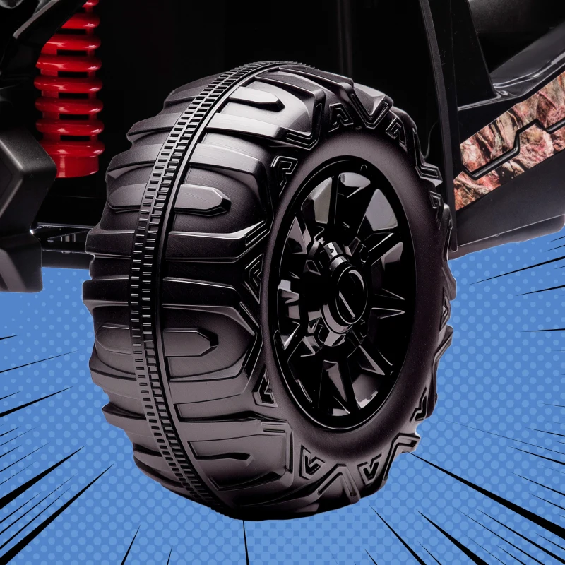 HOMCOM 12V Battery-powered 2 Motors Kids Electric Ride On Car Off-road UTV Toy 3-6 km/h with High Roof Parental Remote Control Music Lights MP3 Suspension Wheels for 3-8 Years Old Black