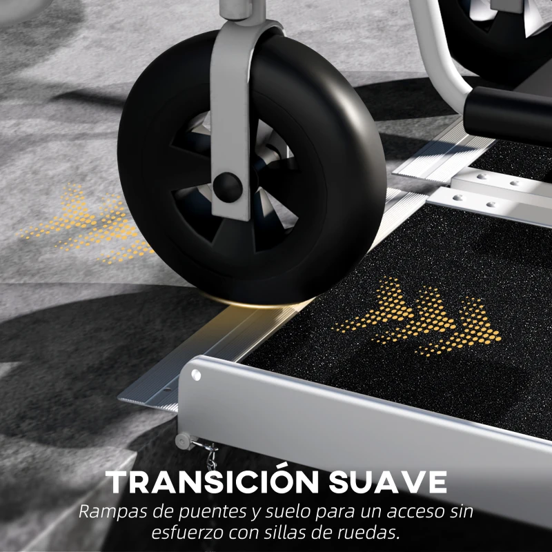 HOMCOM Rampa para Silla de Ruedas Plegable 122x73,5 cm Rampa Portátil de Aluminio Rampa de Umbral Antideslizante Negro
