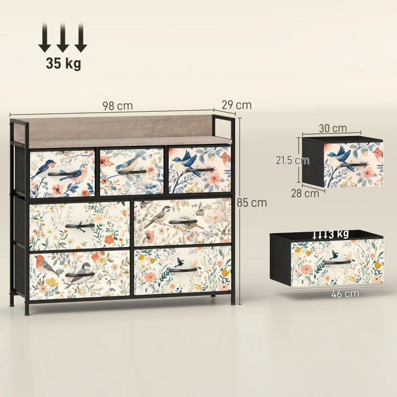 HOMCOM 7-Drawer Chest of Drawers - White