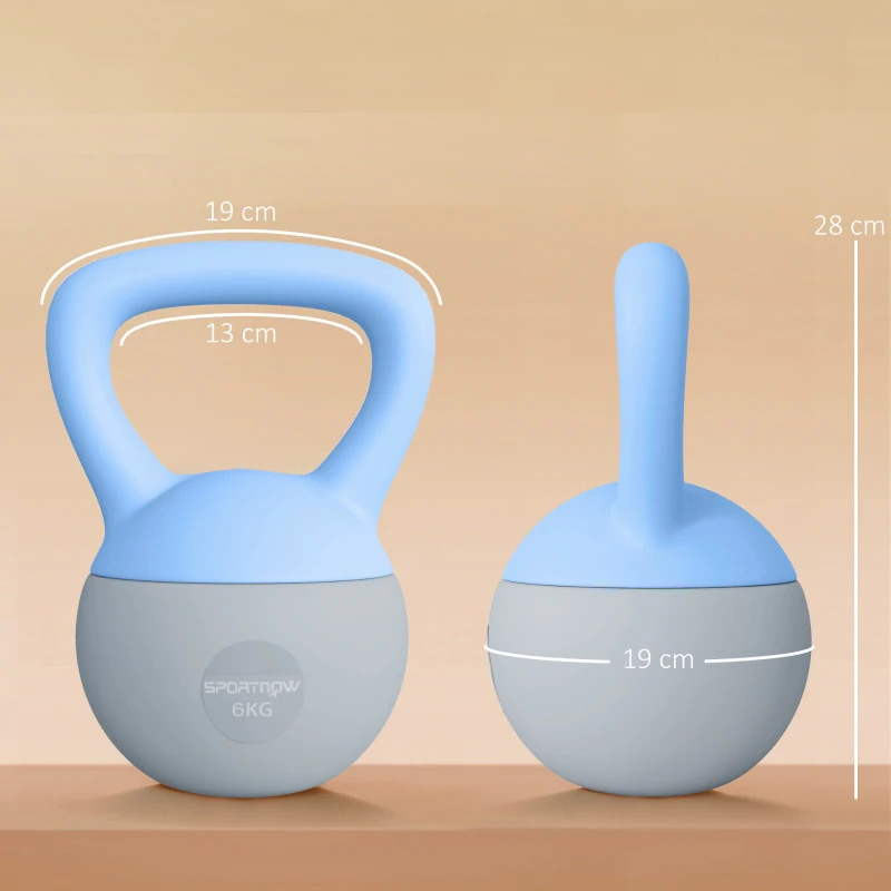 SPORTNOW 6KG Soft Kettlebell, Kettlebell with Non-Slip Handle for Home Gym, Weight Lifting, Strength Training, Light Blue/Grey