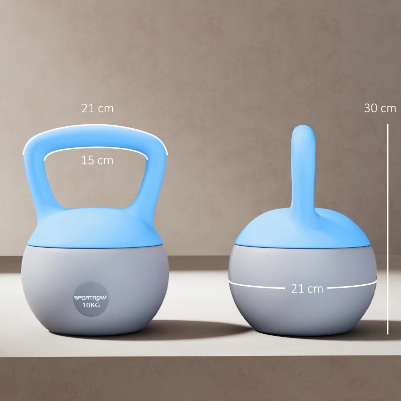 SPORTNOW 10KG Soft Kettlebell, Kettlebell with Non-Slip Handle for Home Gym, Weight Lifting, Strength Training, Light Blue/Grey