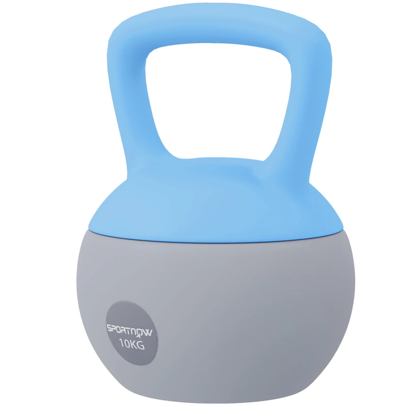 SPORTNOW 10KG Soft Kettlebell, Kettlebell with Non-Slip Handle for Home Gym, Weight Lifting, Strength Training, Light Blue/Grey