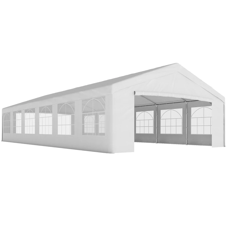 Outsunny Tendone da Giardino con Pareti Removibili, in Acciaio e PP, 12x6x3.2 m, Bianco