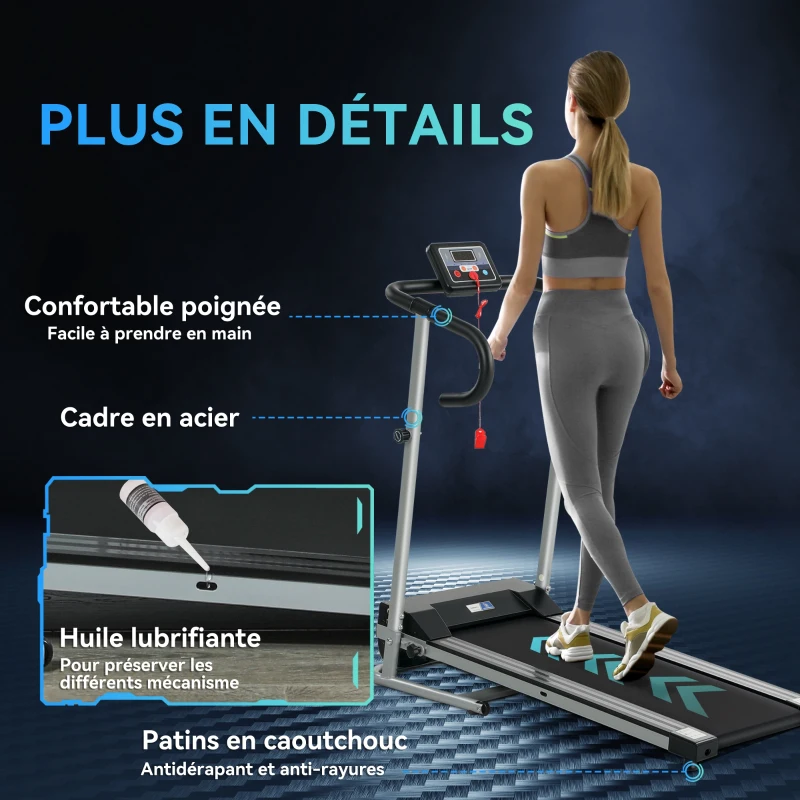 Tapis de course Fitness électrique pliable - Aosom.fr x FFHandball - 1 à 10 Km/h écran multifonctions - puissance 500 W(m-7)