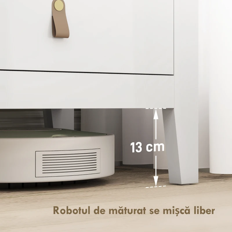 HOMCOM Comodă cu 6 Sertare și Mânere din Piele Ecologică Albă, 120x40x78 cm