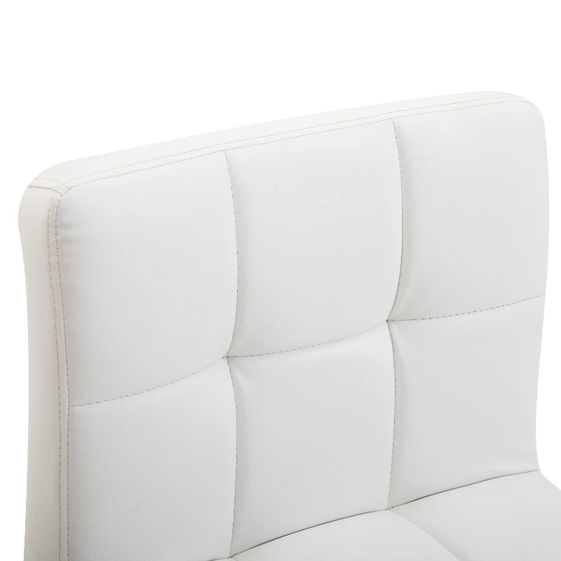 HOMCOM Bureaustoel, Draaibaar, Kunstleer, Stalen Structuur, 5 Wielen, Gepolsterd, Wit