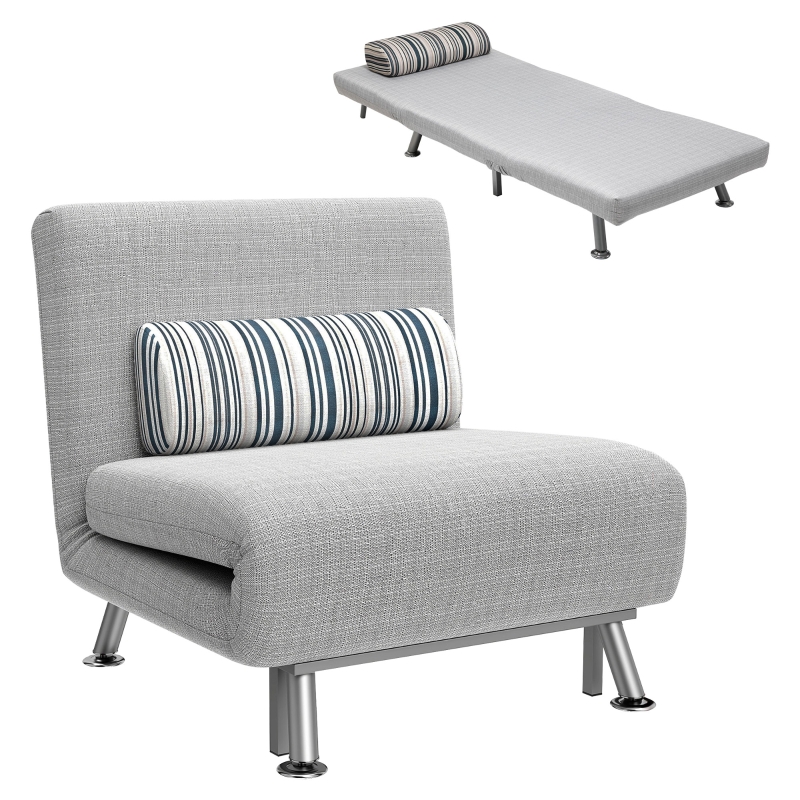 Fauteuil Convertible 3 En 1 HOMCOM – Canapé, Lit Et Pouf En Un Pour Salon Ou Chambre