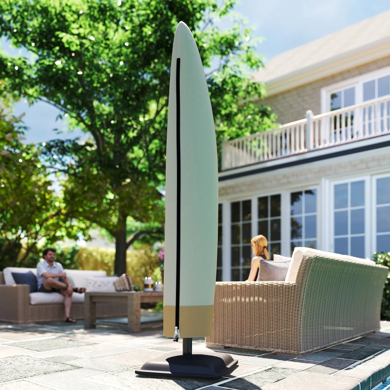 Outsunny Housse de protection imperméable pour parasol déporté avec fermeture éclair et cordon de serrage tissu Oxford avec revêtement PVC étanche Ø 56 x 220 cm beige et café