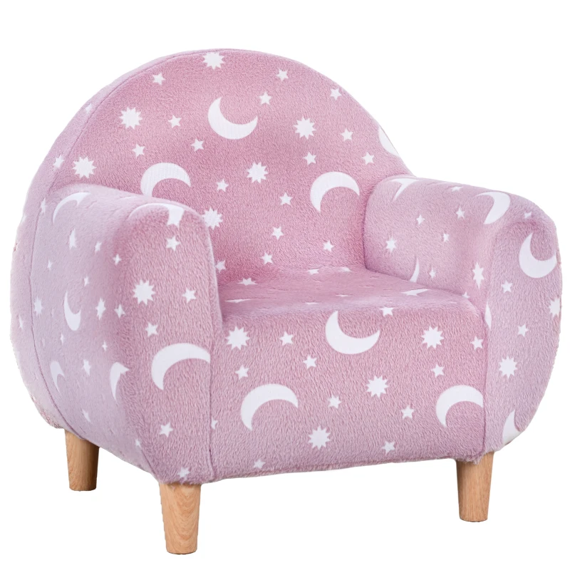 AIYAPLAY Kids Armchair, Glow in the Dark Chair with Star Design for Bedroom, Playroom, Kids Room, Pink