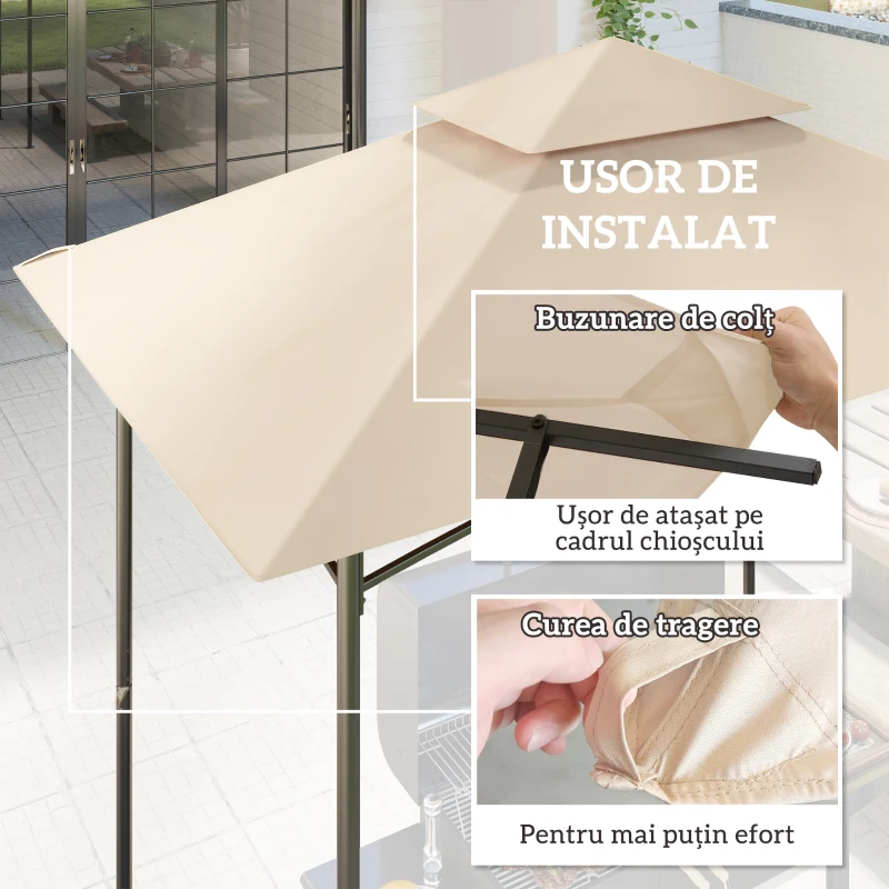 Outsunny Acoperiș de Schimb pentru Pergolă cu 2 Niveluri și Buzunare de Colț, 160 g/m², UV50+, 244x152 cm, Bej
