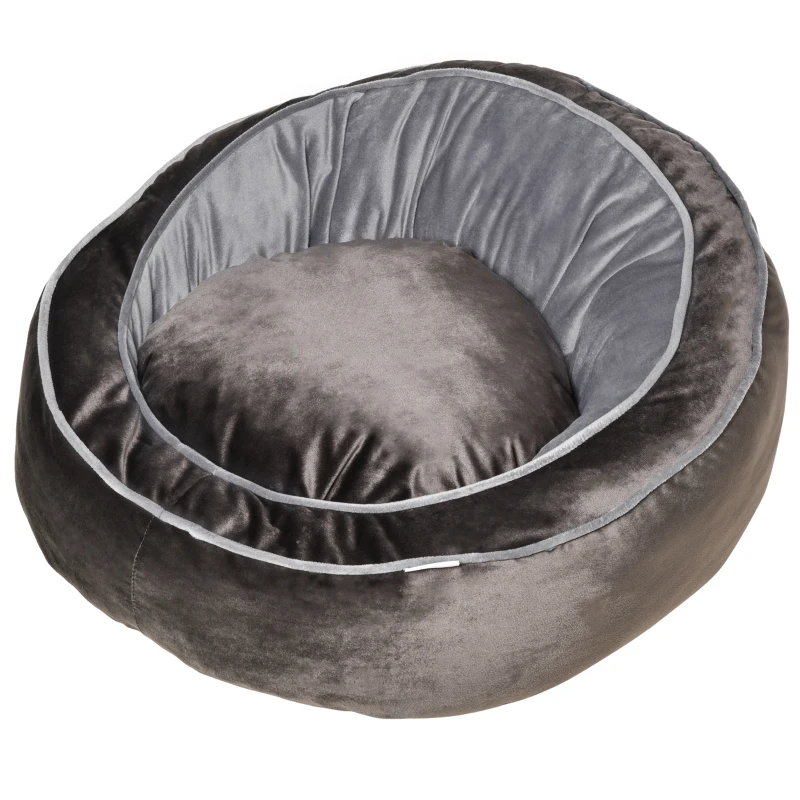 PawHut Panier pour chien chat lit pour animaux de compagnie doux velours hollandais coton PP convient aux petit chien gris