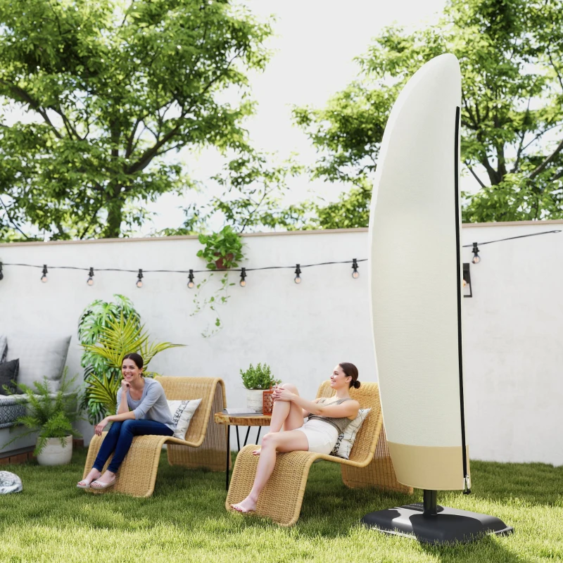Outsunny Funda para Sombrilla de Jardín Funda para Parasol Impermeable Tela Oxford 600D Cubierta de Parasol con Cremallera para Jardín Exterior Ø56x220 cm Beige
