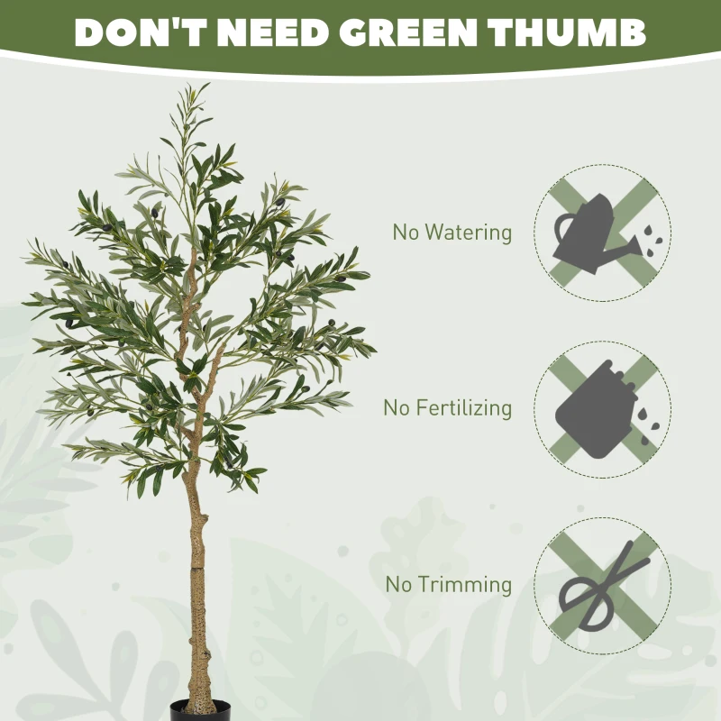 HOMCOM Set of Two Silk Leaf Artificial Olive Trees