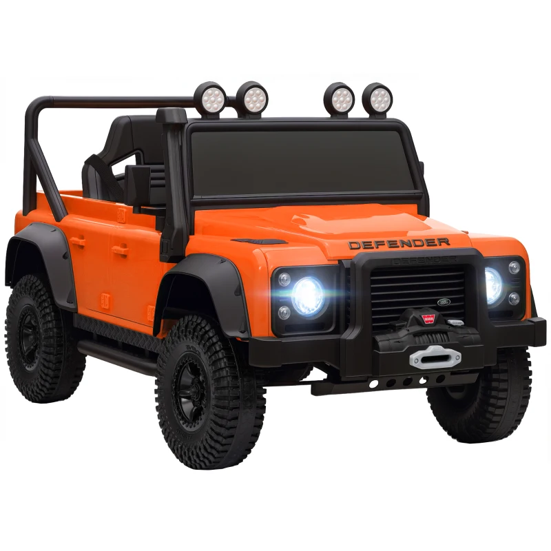 AIYAPLAY Coche Eléctrico para Niños, Funciona con Batería de 12V, Control Remoto, Función de Música, Bocina, Luces LED, Naranja