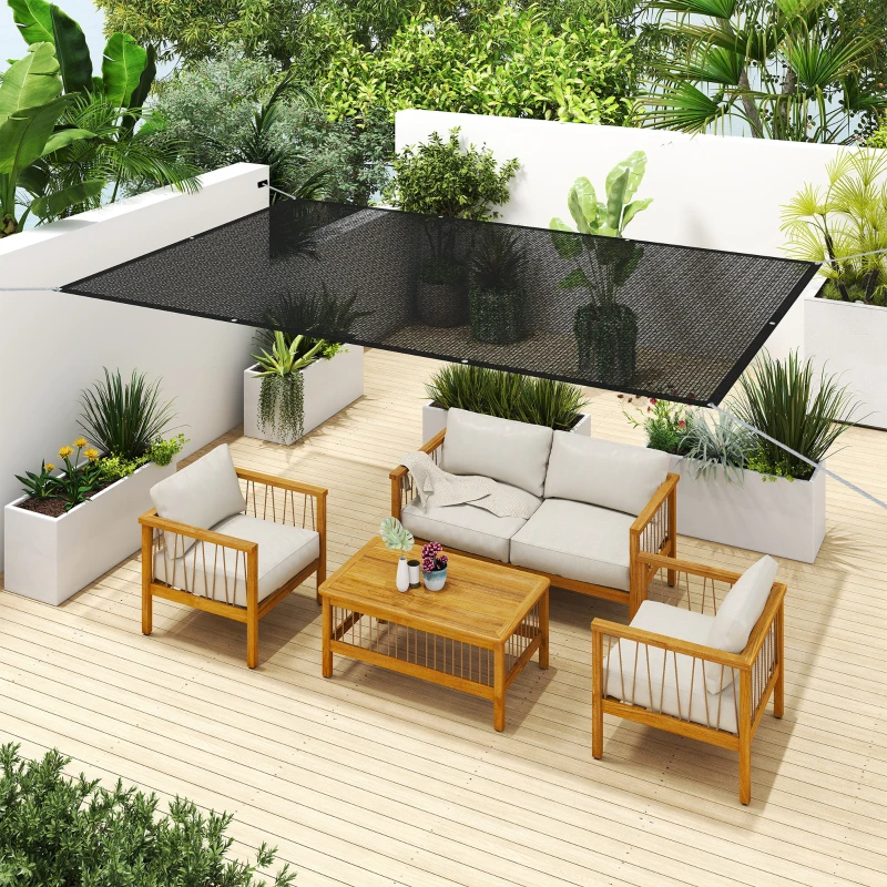 Outsunny Voile d'ombrage rectangulaire 3 x 2 m toile ombrage avec protection UV pour patio jardin terrasse extérieur balcon, noir