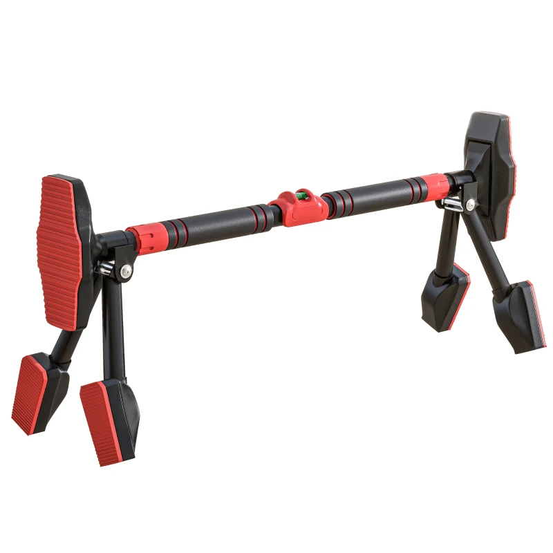 SPORTNOW Barra per trazioni regolabile da 79 a 98 cm, barra da porta con livello integrato, struttura triangolare, fino a 225 kg, nero