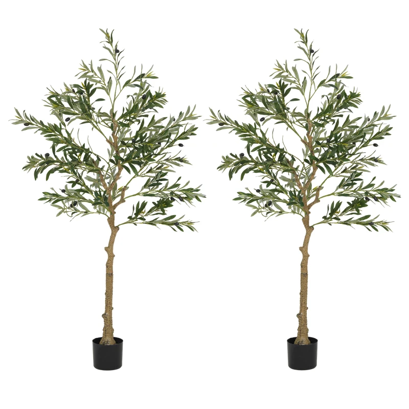 HOMCOM Set of Two Silk Leaf Artificial Olive Trees