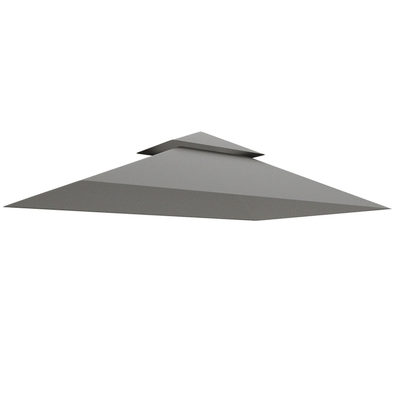 Outsunny Toit de rechange pour tonnelle de barbecue 2,4 x 1,5 m auvent de remplacement pour abri barbecue 2 niveaux gris clair