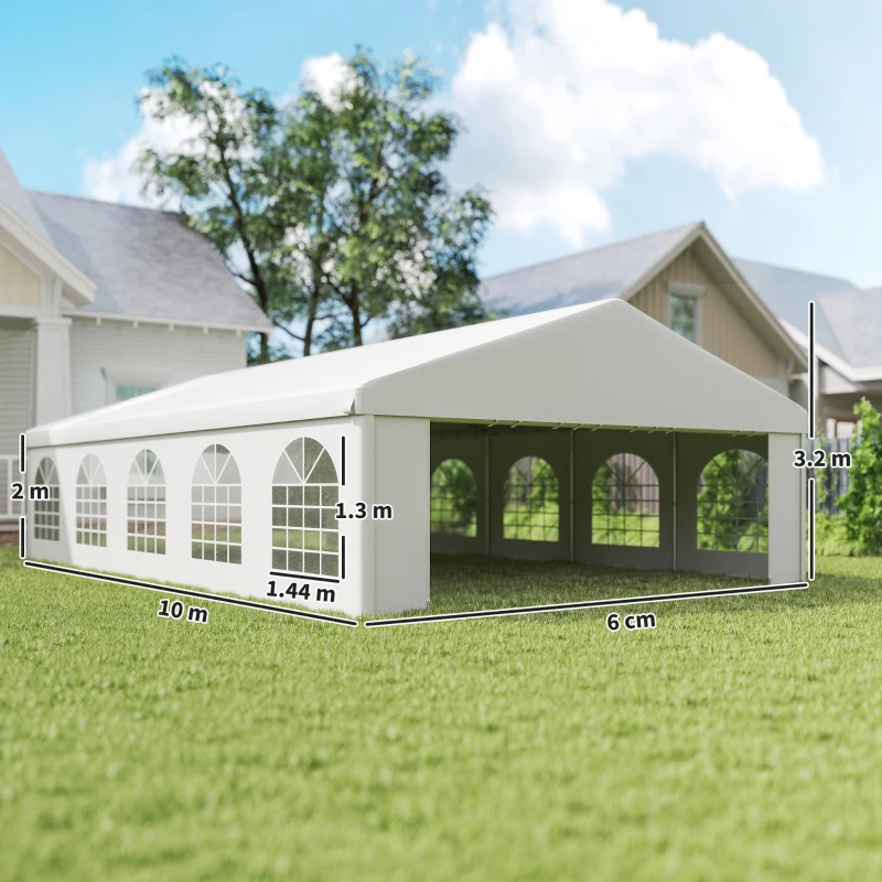 Outsunny Gazebo da Giardino 10x6m con Pareti Rimovibili e Finestre, Acciaio e Poliestere