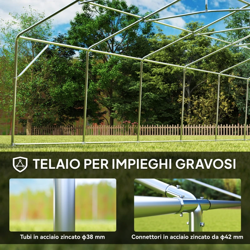Outsunny Gazebo da Giardino 10x6m con Pareti Rimovibili e Finestre, Acciaio e Poliestere