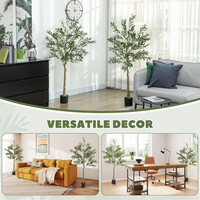 HOMCOM Set of Two Silk Leaf Artificial Olive Trees