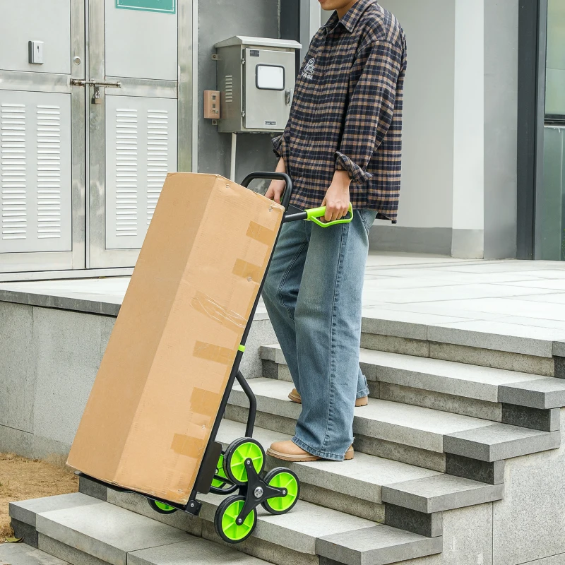 DURHAND Six-Wheel Folding  Sack Barrow Trolley - Black/Green