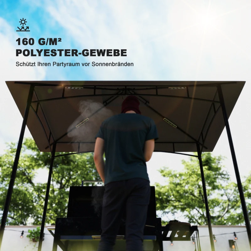 Outsunny Ersatzplane für Gartenpavillon, Grillpavillon-Ersatzdach für 152 x 244 cm Gestelle, UPF50+ Schutz, Polyester, Dunkelgrau