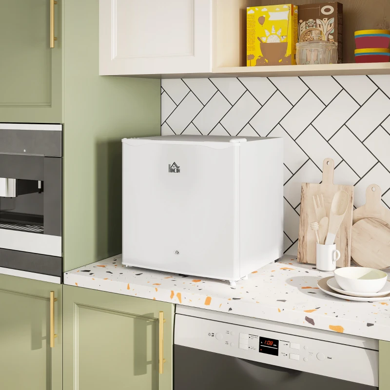 HOMCOM 46 Litre Lockable Countertop Fridge - Cream White
