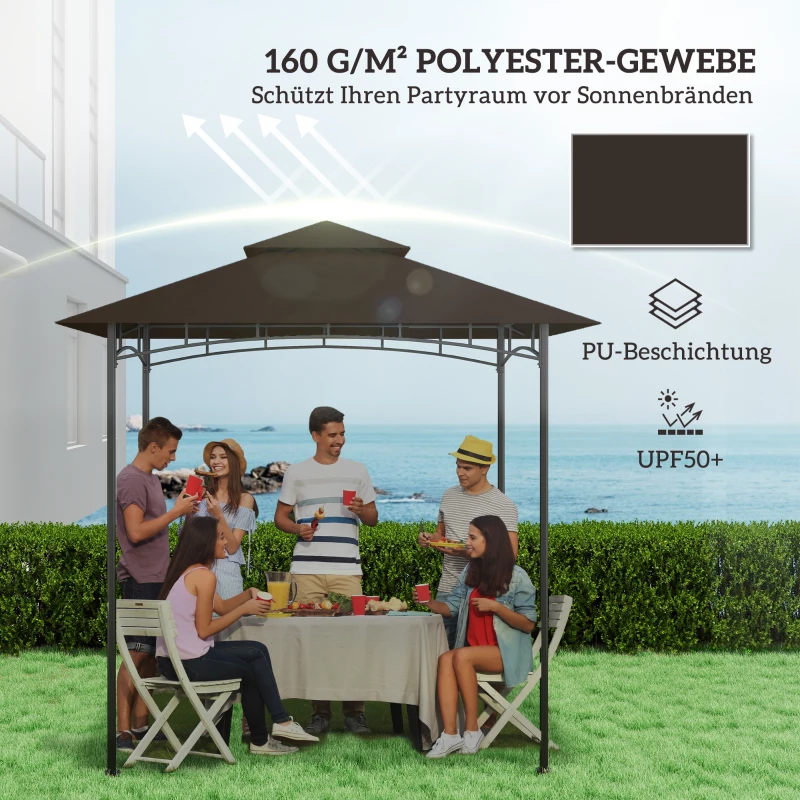 Outsunny Ersatzplane für Gartenpavillon, Grillpavillon-Ersatzdach für 152 x 244 cm Gestelle, UPF50+ Schutz, Polyester, Kaffee(m-3)
