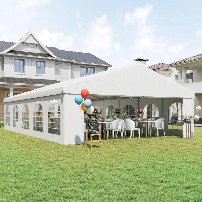 Outsunny Gazebo da Giardino 10x6m con Pareti Rimovibili e Finestre, Acciaio e Poliestere
