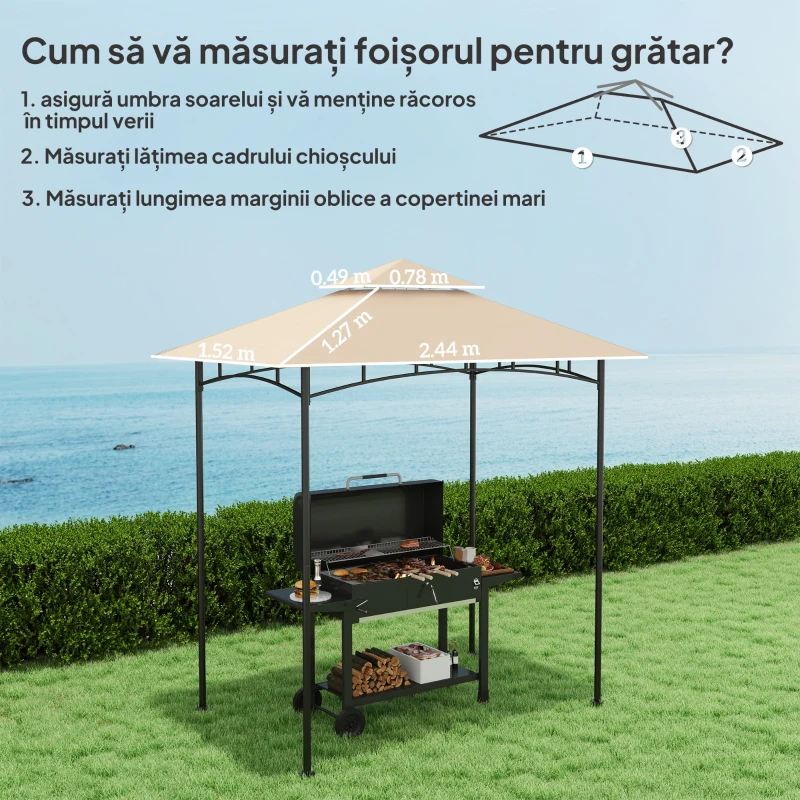 Outsunny Acoperiș de Schimb pentru Pergolă cu 2 Niveluri și Buzunare de Colț, 160 g/m², UV50+, 244x152 cm, Bej