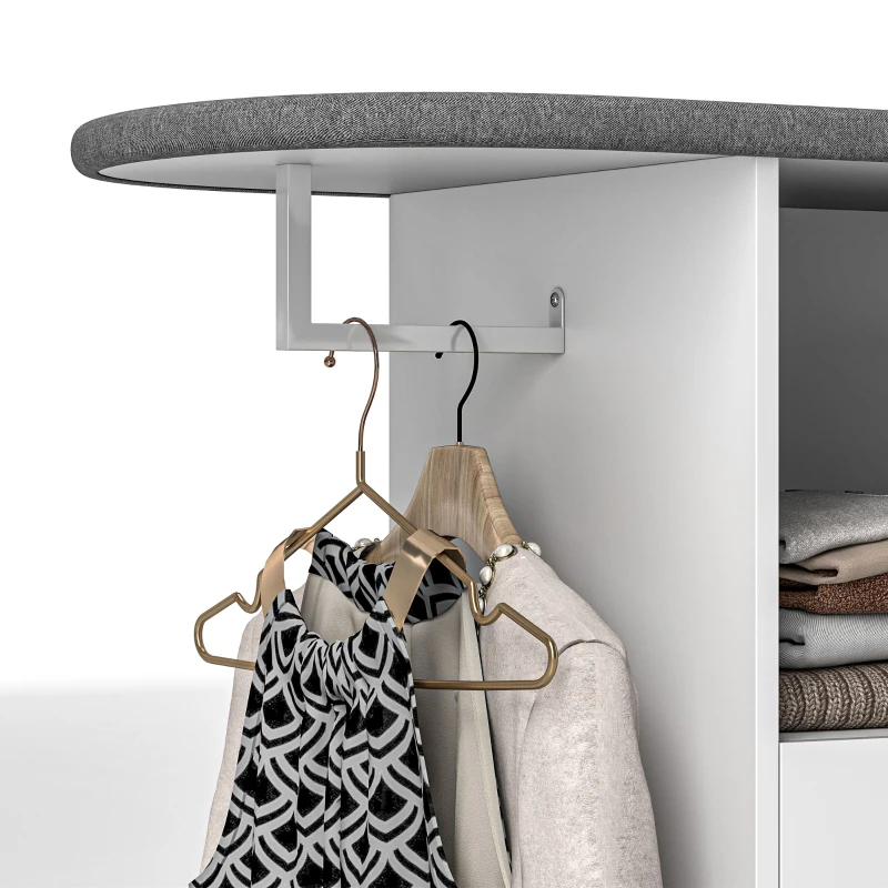 HOMCOM Bügelbrett mit 2 Türen und offenem Fach, 125x43,5x102,5 cm, Weiß
