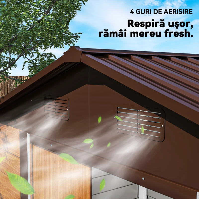 Outsunny Magazie de Grădină din Oțel cu Uși Glisante Duble 236x196x208 cm