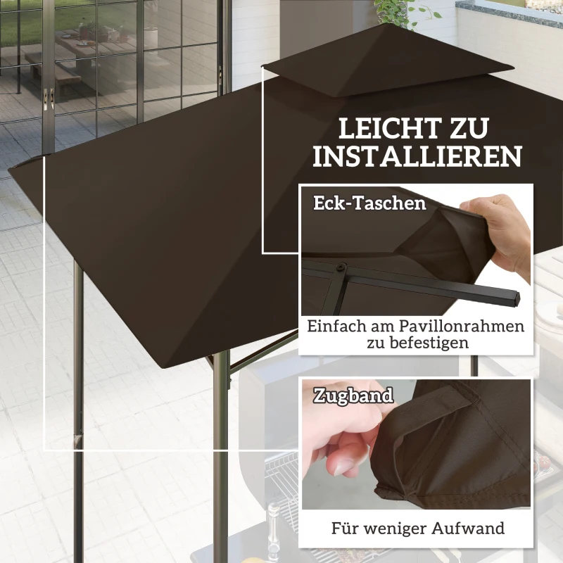 Outsunny Ersatzplane für Gartenpavillon, Grillpavillon-Ersatzdach für 152 x 244 cm Gestelle, UPF50+ Schutz, Polyester, Kaffee(m-4)