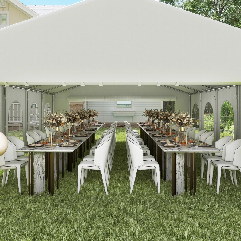 Outsunny Gazebo da Giardino 10x6m con Pareti Rimovibili e Finestre, Acciaio e Poliestere