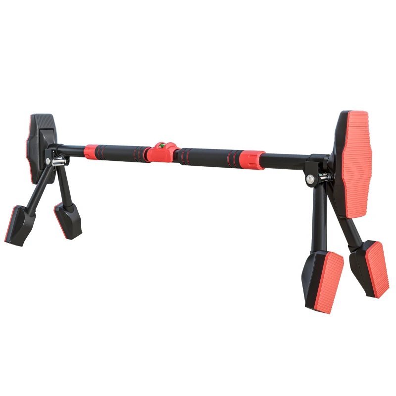 SPORTNOW Barre de traction réglable de 79 à 98 cm, barre de porte niveau intégré, structure triangulaire, jusqu'à 225 kg, noir