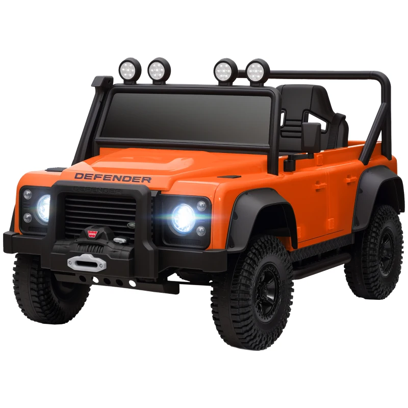 AIYAPLAY Voiture Électrique pour Enfants, Batterie 12V, Télécommande, Fonction Musique, Klaxon, Phares LED, Orange