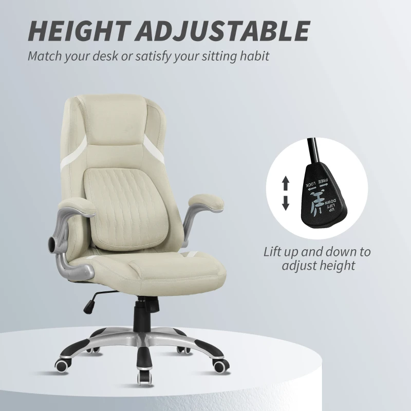 Vinsetto Linen-Look Office Chair, with Adjustable Height and Tension - Beige