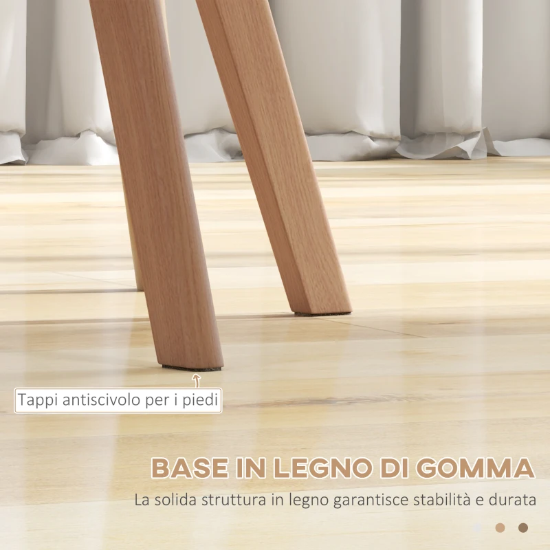 HOMCOM Set 4 Sedie da Pranzo Stile Nordico in Plastica con Gambe in Legno e Cuscino in Finta Pelle, Bianco