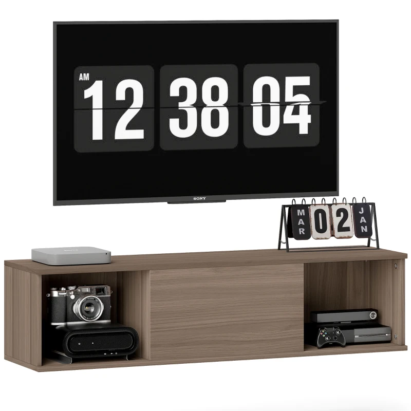 HOMCOM Armadio da Bagno a Parete Mueble da Bagno Appeso con 2 Scomparti Aperti e Porta Ribaltabile 120x30x29,5 cm Marrone