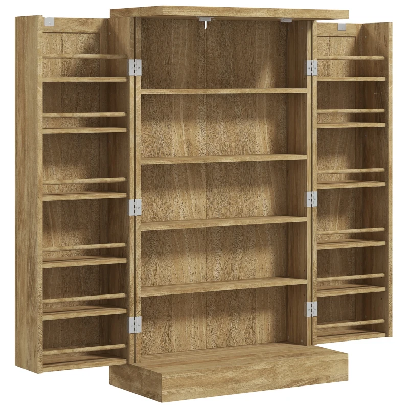 HOMCOM Armário de Cozinha Armário Despensa Cozinha com 2 Portas de Vime e 16 Prateleiras 60x30x104 cm Madeira