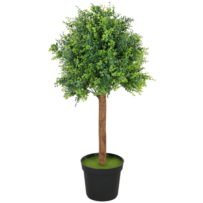 HOMCOM Buchsbaum Artificiel 90cm Plante Artificielle, Plante en Plastique dans Pot pour Salon