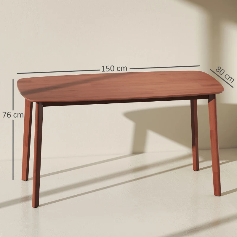 HOMCOM Table à manger, Style campagnard, surface laquée, bois, 150 x 80 cm, Marron