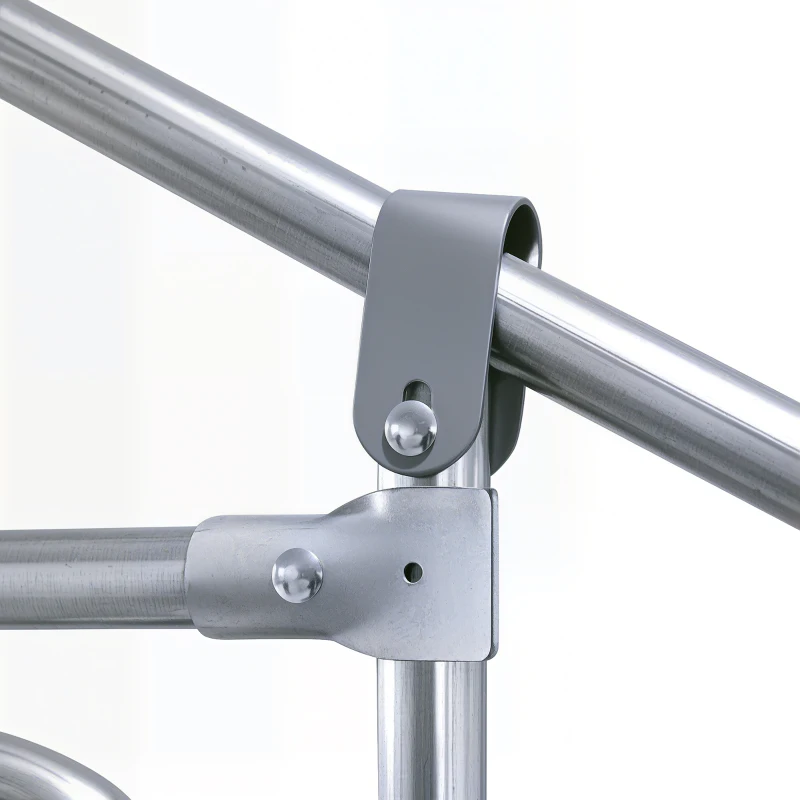PawHut Galinheiro de Exterior Grande 3x8x2m Gaiola para 16-24 Galinhas de Aço Galvanizado com Teto de PE e Fechadura para Coelhos Prata