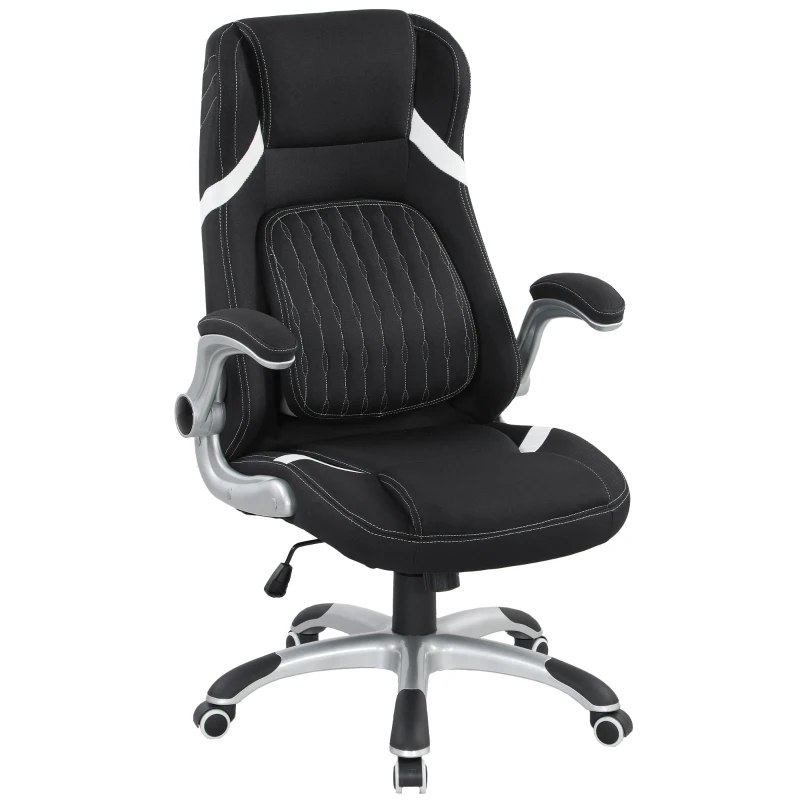 Vinsetto Linen-Look Office Chair, with Adjustable Height and Tension - Black